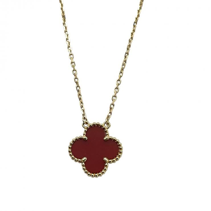 VanCleef & Arpels ヴァンクリーフ＆アーペル ヴィンテージアルハンブラ ネックレス カーネリアン ネックレス アクセサリー K18 ★保証書★