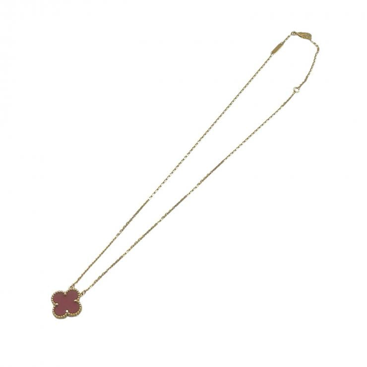 VanCleef & Arpels ヴァンクリーフ＆アーペル ヴィンテージアルハンブラ ネックレス カーネリアン ネックレス アクセサリー K18 ★保証書★