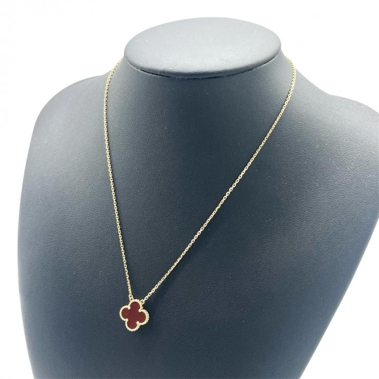 VanCleef & Arpels ヴァンクリーフ＆アーペル ヴィンテージアルハンブラ ネックレス カーネリアン ネックレス アクセサリー K18 ★保証書★