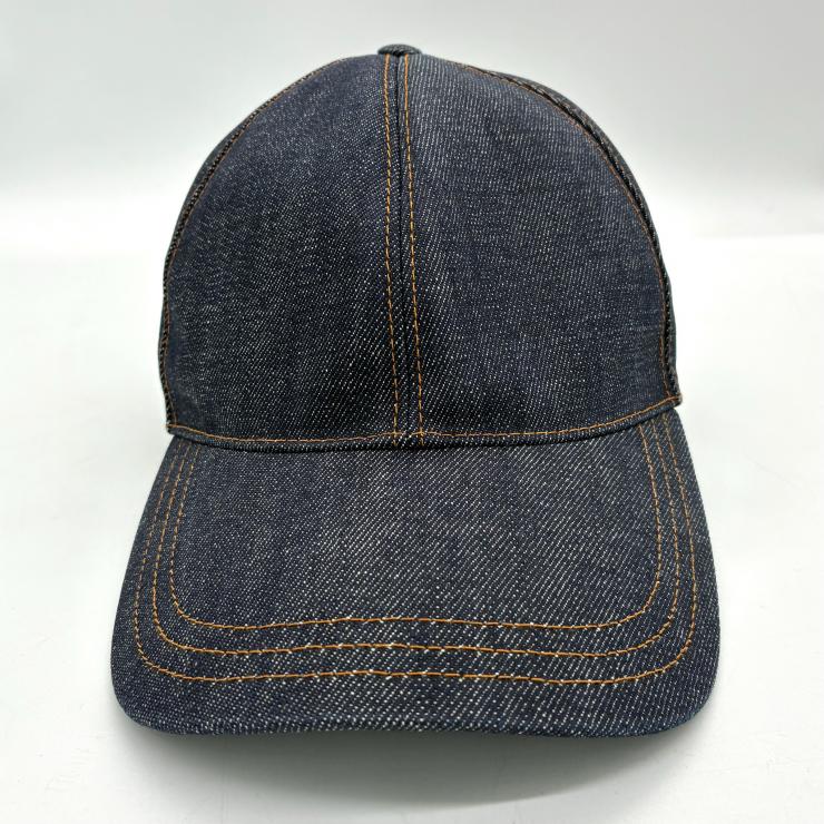 PRADA プラダ トライアングルロゴ ベースボールキャップ 帽子 コットン デニム サイズXL 2HC274 ファッション小物 ★美品★ ★袋付★