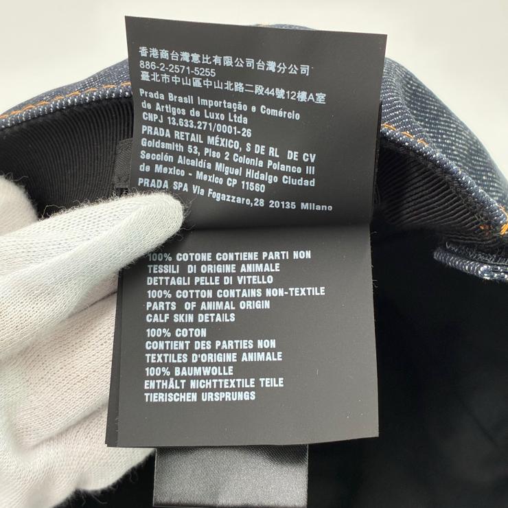 PRADA プラダ トライアングルロゴ ベースボールキャップ 帽子 コットン デニム サイズXL 2HC274 ファッション小物 ★美品★ ★袋付★