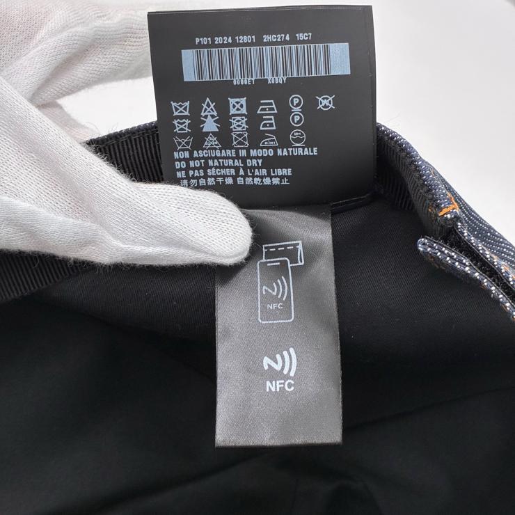 PRADA プラダ トライアングルロゴ ベースボールキャップ 帽子 コットン デニム サイズXL 2HC274 ファッション小物 ★美品★ ★袋付★