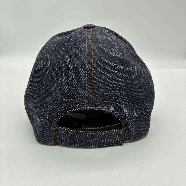 PRADA プラダ トライアングルロゴ ベースボールキャップ 帽子 コットン デニム サイズXL 2HC274 ファッション小物 ★美品★ ★袋付★