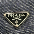 PRADA プラダ トライアングルロゴ ベースボールキャップ 帽子 コットン デニム サイズXL 2HC274 ファッション小物 ★美品★ ★袋付★