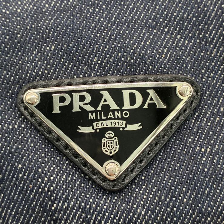 PRADA プラダ トライアングルロゴ ベースボールキャップ 帽子 コットン デニム サイズXL 2HC274 ファッション小物 ★美品★ ★袋付★