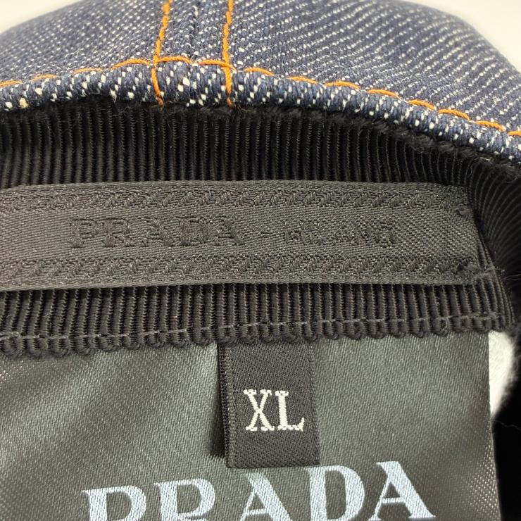 PRADA プラダ トライアングルロゴ ベースボールキャップ 帽子 コットン デニム サイズXL 2HC274 ファッション小物 ★美品★ ★袋付★