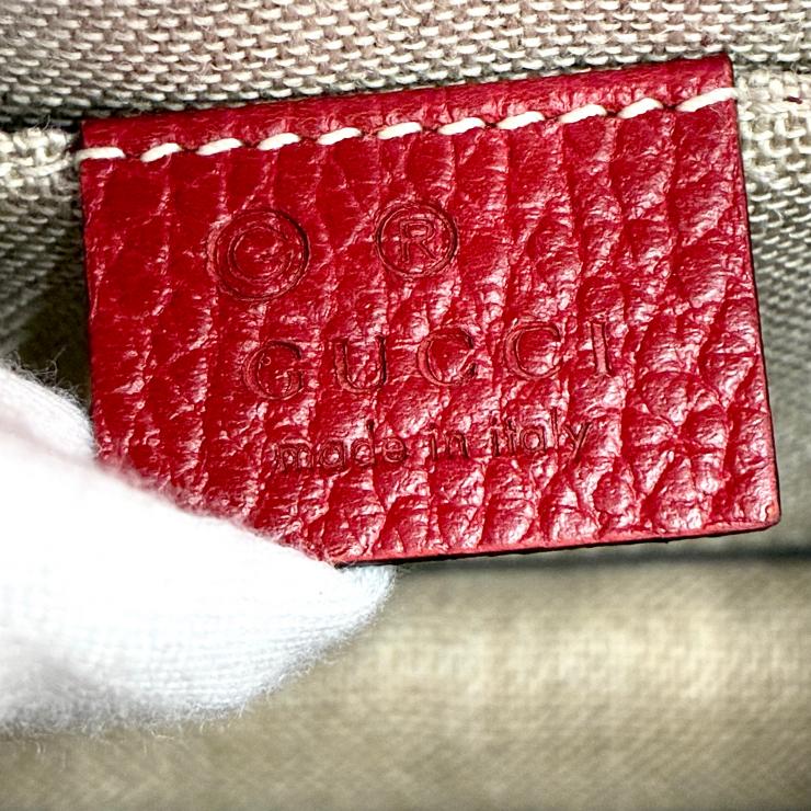 GUCCI グッチ インターロッキングG レザー チェーン ハンド ショルダーバッグ 2WAY レッド ゴールド金具 ★袋付★ ★美品★