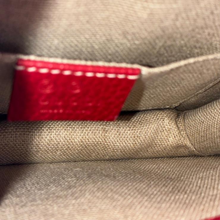 GUCCI グッチ インターロッキングG レザー チェーン ハンド ショルダーバッグ 2WAY レッド ゴールド金具 ★袋付★ ★美品★
