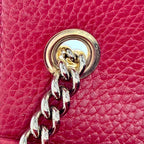 GUCCI グッチ インターロッキングG レザー チェーン ハンド ショルダーバッグ 2WAY レッド ゴールド金具 ★袋付★ ★美品★