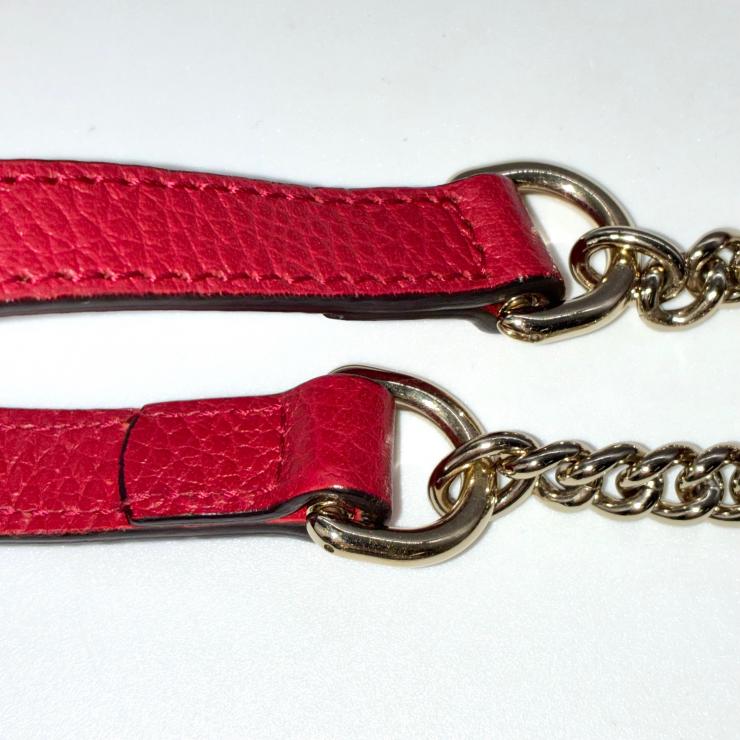 GUCCI グッチ インターロッキングG レザー チェーン ハンド ショルダーバッグ 2WAY レッド ゴールド金具 ★袋付★ ★美品★