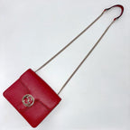 GUCCI グッチ インターロッキングG レザー チェーン ハンド ショルダーバッグ 2WAY レッド ゴールド金具 ★袋付★ ★美品★