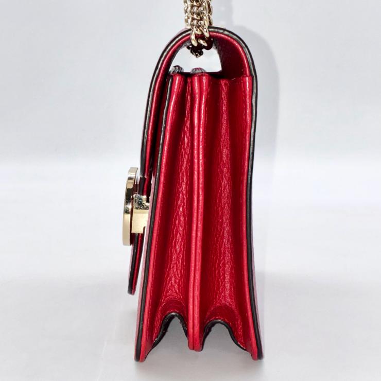 GUCCI グッチ インターロッキングG レザー チェーン ハンド ショルダーバッグ 2WAY レッド ゴールド金具 ★袋付★ ★美品★