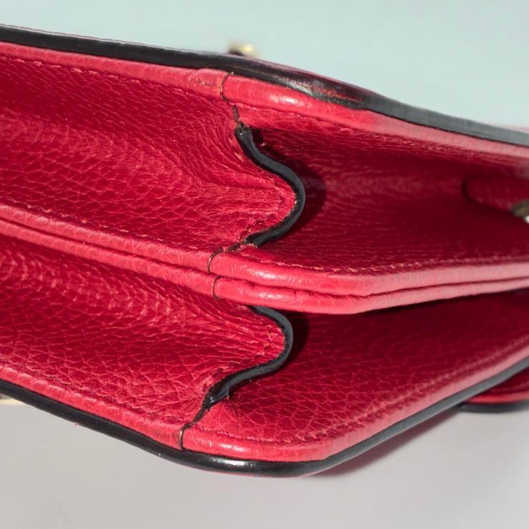 GUCCI グッチ インターロッキングG レザー チェーン ハンド ショルダーバッグ 2WAY レッド ゴールド金具 ★袋付★ ★美品★