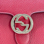 GUCCI グッチ インターロッキングG レザー チェーン ハンド ショルダーバッグ 2WAY レッド ゴールド金具 ★袋付★ ★美品★