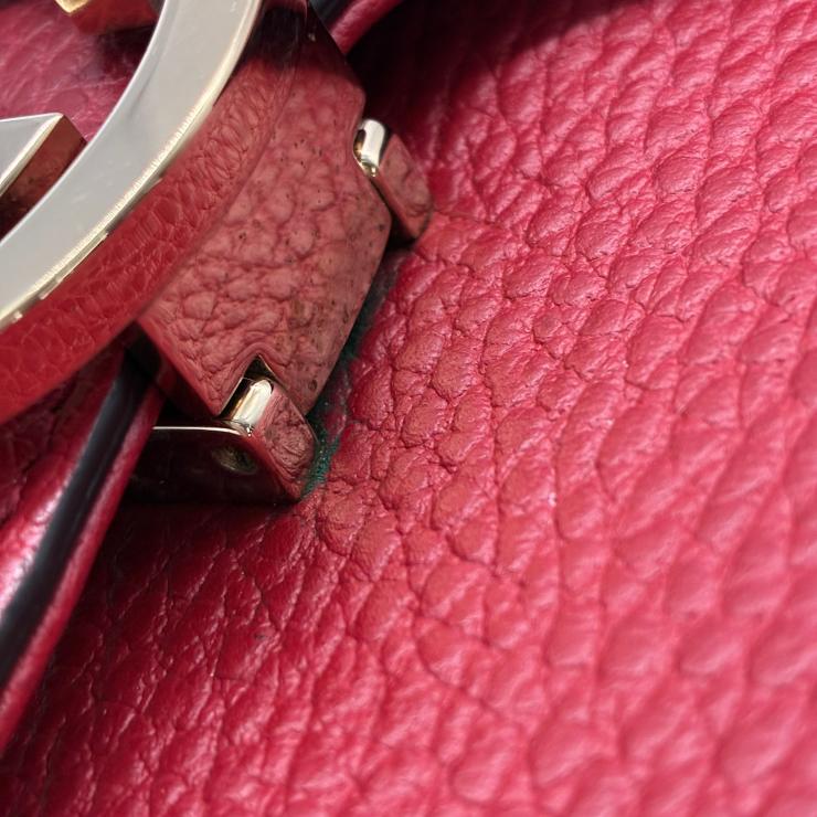 GUCCI グッチ インターロッキングG レザー チェーン ハンド ショルダーバッグ 2WAY レッド ゴールド金具 ★袋付★ ★美品★