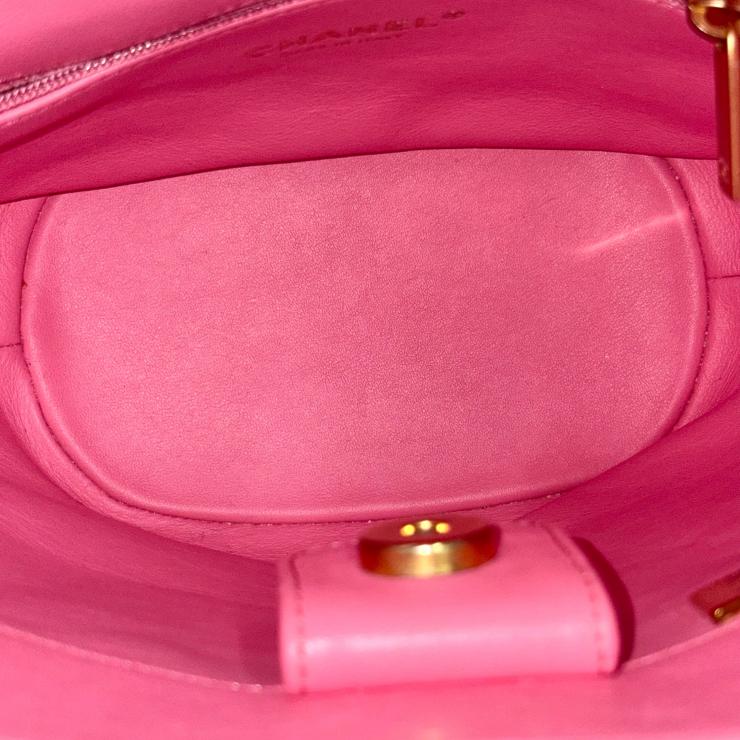CHANEL シャネル マトラッセ ラムスキン バケットバッグ レターチェーン ランダムプレート ゴールドカラー ピンク ★美品★★袋付★