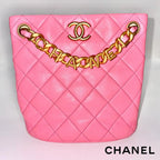 CHANEL シャネル マトラッセ ラムスキン バケットバッグ レターチェーン ランダムプレート ゴールドカラー ピンク ★美品★★袋付★