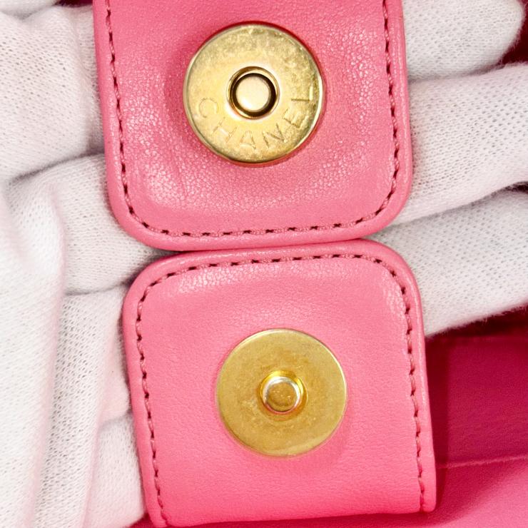 CHANEL シャネル マトラッセ ラムスキン バケットバッグ レターチェーン ランダムプレート ゴールドカラー ピンク ★美品★★袋付★