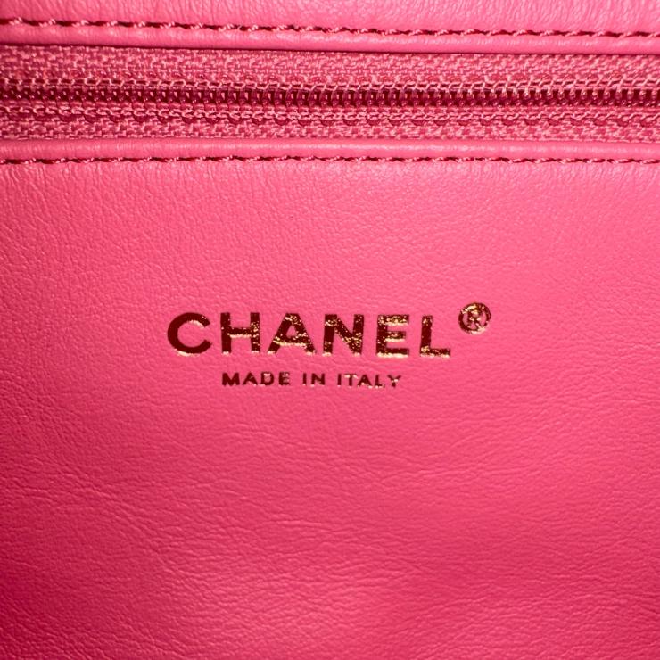 CHANEL シャネル マトラッセ ラムスキン バケットバッグ レターチェーン ランダムプレート ゴールドカラー ピンク ★美品★★袋付★
