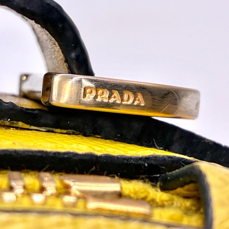 PRADA プラダ オデット サフィアーノ レザー 2WAY ショルダー ハンド バッグ イエロー ★美品★