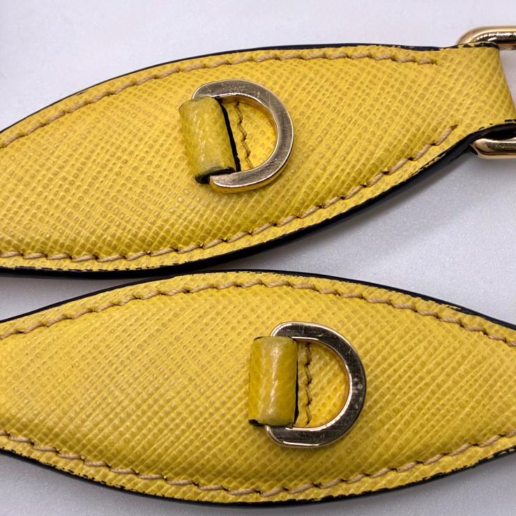 PRADA プラダ オデット サフィアーノ レザー 2WAY ショルダー ハンド バッグ イエロー ★美品★