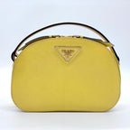 PRADA プラダ オデット サフィアーノ レザー 2WAY ショルダー ハンド バッグ イエロー ★美品★