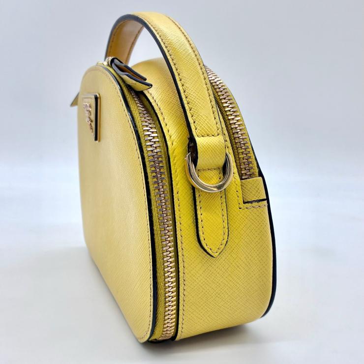 PRADA プラダ オデット サフィアーノ レザー 2WAY ショルダー ハンド バッグ イエロー ★美品★