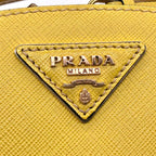 PRADA プラダ オデット サフィアーノ レザー 2WAY ショルダー ハンド バッグ イエロー ★美品★