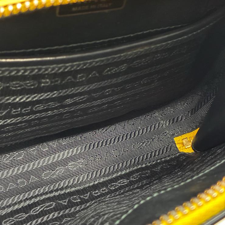 PRADA プラダ オデット サフィアーノ レザー 2WAY ショルダー ハンド バッグ イエロー ★美品★