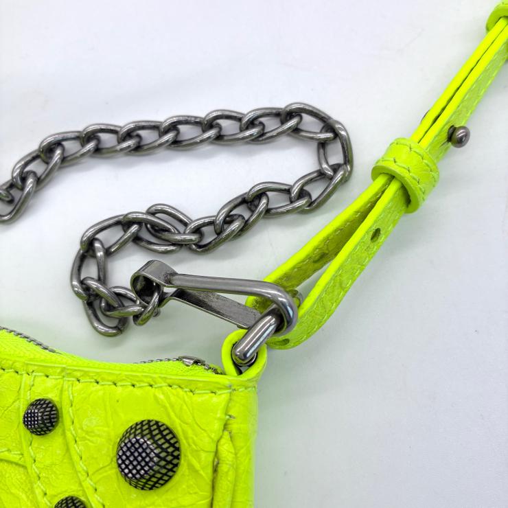 BALENCIAGA バレンシアガ ル カゴール ミニ 2WAY ハンド ショルダー バッグ レザー イエローグリーン ★美品★