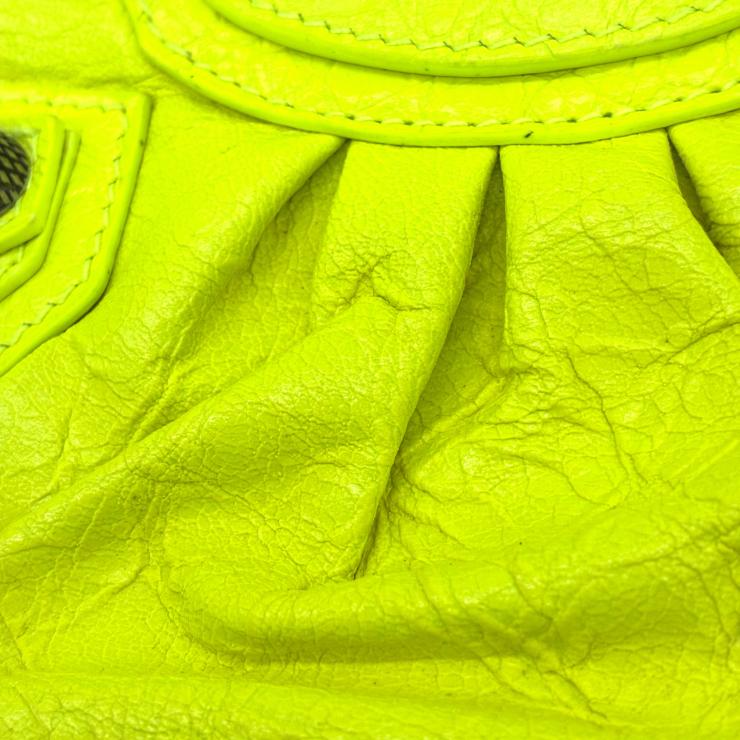 BALENCIAGA バレンシアガ ル カゴール ミニ 2WAY ハンド ショルダー バッグ レザー イエローグリーン ★美品★