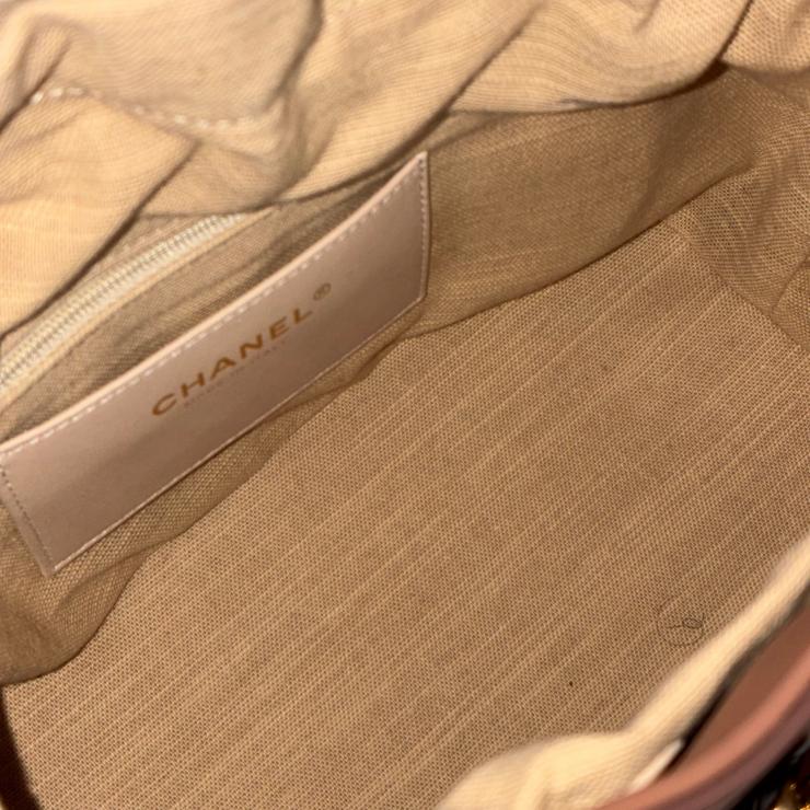 CHANEL シャネル カーフスキン ショッピングバッグ ブラウン トート ハンド バッグ ランダムプレート ★良品★