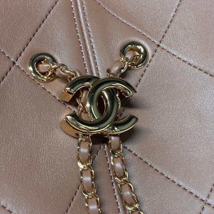 CHANEL シャネル カーフスキン ショッピングバッグ ブラウン トート ハンド バッグ ランダムプレート ★良品★