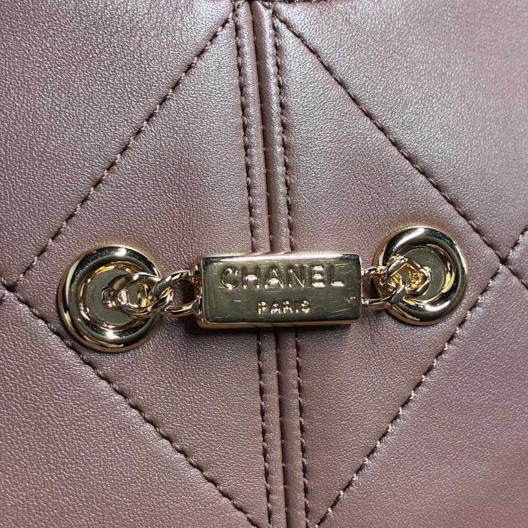CHANEL シャネル カーフスキン ショッピングバッグ ブラウン トート ハンド バッグ ランダムプレート ★良品★