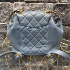 CHANEL シャネル マトラッセ ラムスキン リュックサック バックパック AS4493 ブルー ゴールド金具 ランダムプレート ★良品★