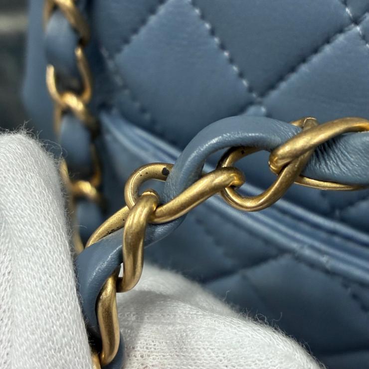 CHANEL シャネル マトラッセ ラムスキン リュックサック バックパック AS4493 ブルー ゴールド金具 ランダムプレート ★良品★