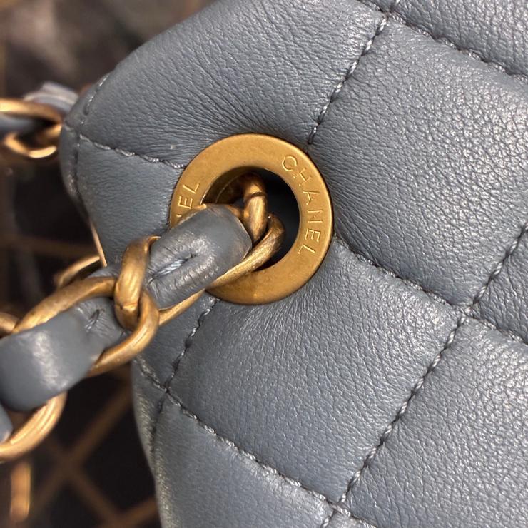 CHANEL シャネル マトラッセ ラムスキン リュックサック バックパック AS4493 ブルー ゴールド金具 ランダムプレート ★良品★