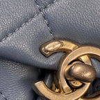 CHANEL シャネル マトラッセ ラムスキン リュックサック バックパック AS4493 ブルー ゴールド金具 ランダムプレート ★良品★