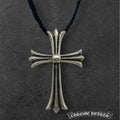 CHROME HEARTS クロムハーツ ラージCHクロス LARGE CH CROSS チョーカー ペンダント ネックレス アクセサリー シルバー SV925 革紐 ★人気高騰中★★原本有★