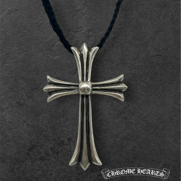 CHROME HEARTS クロムハーツ ラージCHクロス LARGE CH CROSS チョーカー ペンダント ネックレス アクセサリー シルバー SV925 革紐 ★人気高騰中★★原本有★