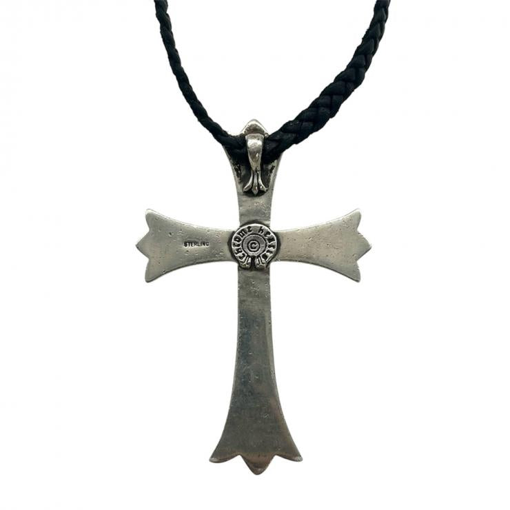 CHROME HEARTS クロムハーツ ラージCHクロス LARGE CH CROSS チョーカー ペンダント ネックレス アクセサリー シルバー SV925 革紐 ★人気高騰中★★原本有★