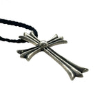CHROME HEARTS クロムハーツ ラージCHクロス LARGE CH CROSS チョーカー ペンダント ネックレス アクセサリー シルバー SV925 革紐 ★人気高騰中★★原本有★