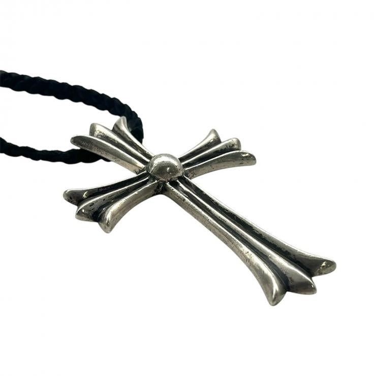 CHROME HEARTS クロムハーツ ラージCHクロス LARGE CH CROSS チョーカー ペンダント ネックレス アクセサリー シルバー SV925 革紐 ★人気高騰中★★原本有★