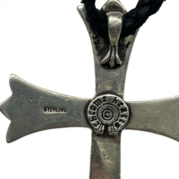 CHROME HEARTS クロムハーツ ラージCHクロス LARGE CH CROSS チョーカー ペンダント ネックレス アクセサリー シルバー SV925 革紐 ★人気高騰中★★原本有★
