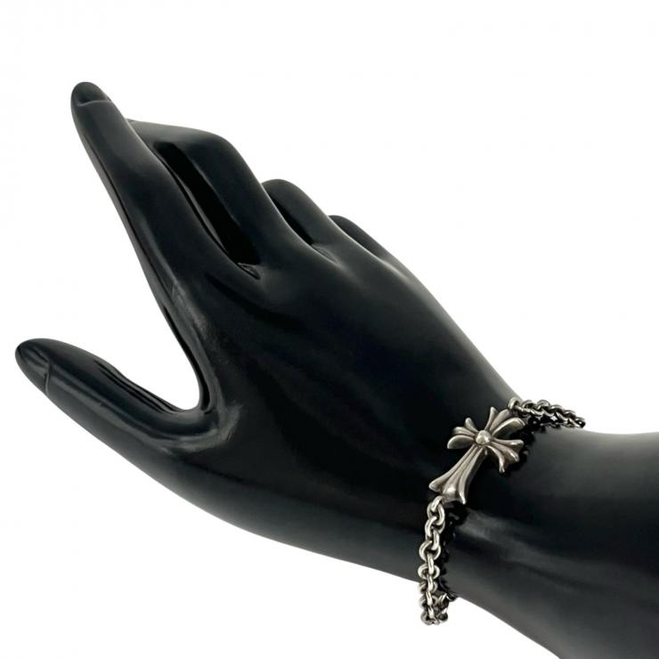 CHROME HEARTS クロムハーツ CHAIN TINY CH CRS タイニーCHクロスチェーン ブレスレット アクセサリー シルバー 925 ★人気高騰中★