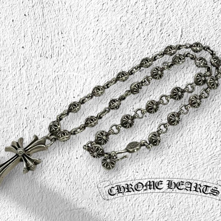 CHROME HEARTS クロムハーツ CRSBL CHN SML CH CRS 20inch 20インチ クロスボールチェーン スモールCHクロス ネックレス シルバー 925 ★人気高騰中★