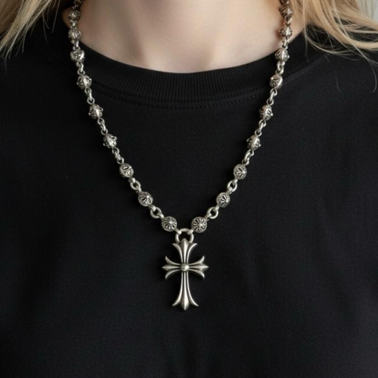CHROME HEARTS クロムハーツ CRSBL CHN SML CH CRS 20inch 20インチ クロスボールチェーン スモールCHクロス ネックレス シルバー 925 ★人気高騰中★