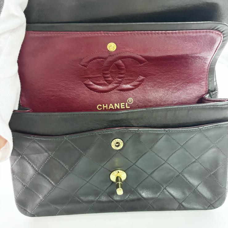 CHANEL シャネル マトラッセ23 スモール ラムスキン ダブルフラップ チェーンバッグ ブラック ★美品★