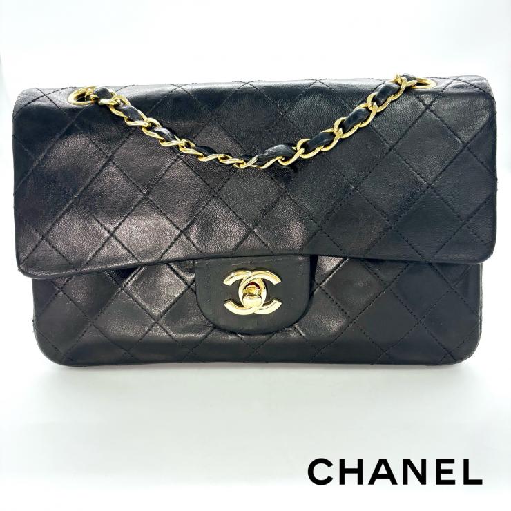 CHANEL シャネル マトラッセ23 スモール ラムスキン ダブルフラップ チェーンバッグ ブラック ★美品★