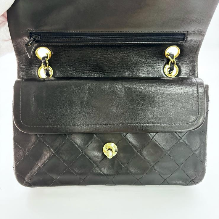 CHANEL シャネル マトラッセ23 スモール ラムスキン ダブルフラップ チェーンバッグ ブラック ★美品★